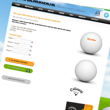 Golfbaldrukkerij.nl maatwerk webshop ontwikkeling